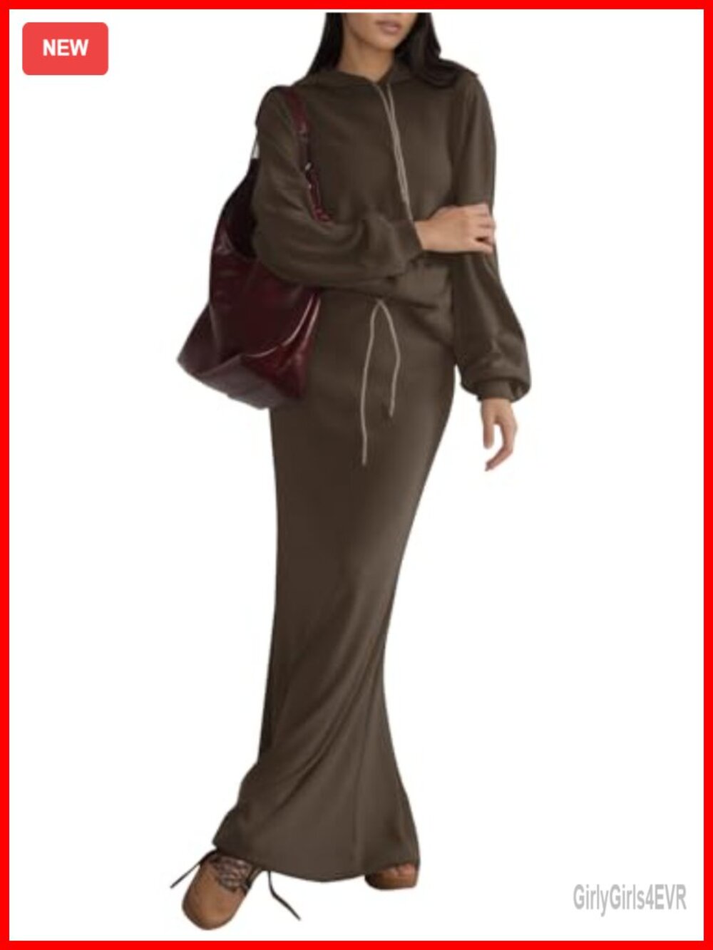Women's 2 Piece Hoodie and Long Skirt Set Polyester Spandex Lounge Outfit